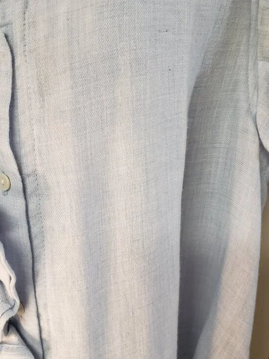 Woman's Dylan Chambray Ruffle Denim Shirt Size S - Picture 2 of 7